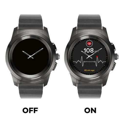 MyKronoz ZeTime Elite 44 mm Schwarz geburstet intelligente Uhr mit Gliederarmband Metall schwarz Anzeige 3.1 cm 1.22 Bluetooth 90 g Black Friday Smartwatch Einkauf Preis fnac Schweiz