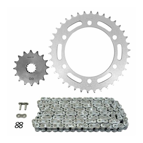 Kit chaine adaptable kawasaki 750 zr7 1999+2004 525 16x38 (diam couronne 120-140-10.5) (demultiplication origine) -afam-