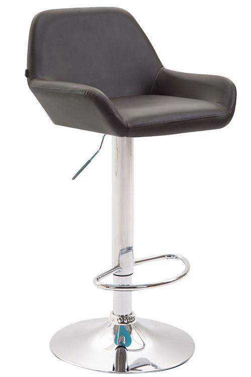 Tabouret de Bar Braga en Similicuir - Hauteur réglable Pivotant- Piètement en Métal Chrome - Couleur d'assise Marron