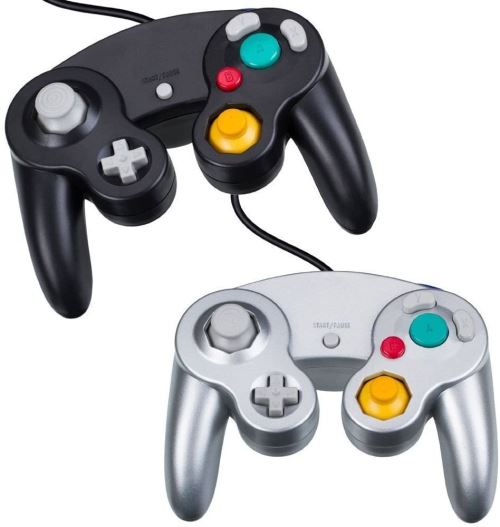 YFish Manette Classique Filaire Joypad Gamepad - Contrôleur de Jeu Compatible avec GC Gamecube Nintendo Wii Console Noir/Argent