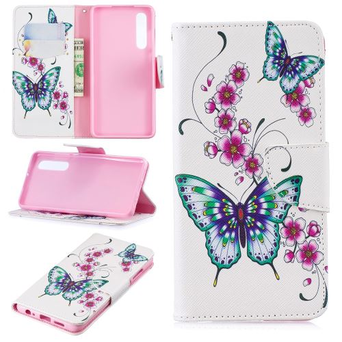 Etui en PU impression de motifs papillons et fleurs pour votre Huawei P30