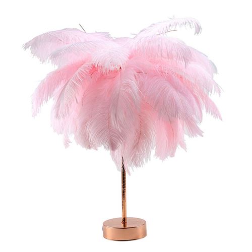 Lampe de bureau Plume LED Télécommande pour la décoration-Rose