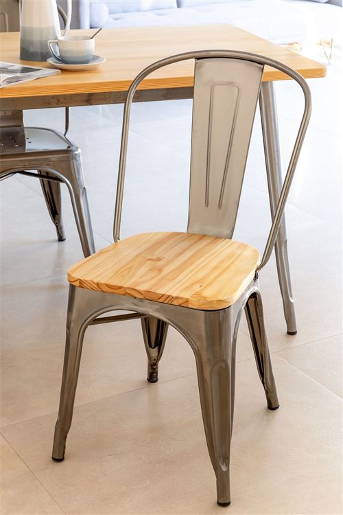 Chaise LIX Brossée en Bois Acier Bois Naturel Chaise LIX Brossée en Bois Acier Bois Naturel