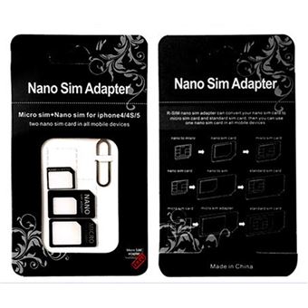 4 In 1 SIM Nano Adaptateur De Carte, 4 Set Nano SIM Cartes Kit, Adaptateur SIM Et Epingle D'ejection, Pour Smartphones