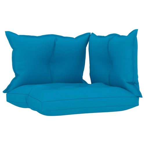 Coussins de Canapé Palette Tissu en Polyester 100 % 3 Pcs - Bleu