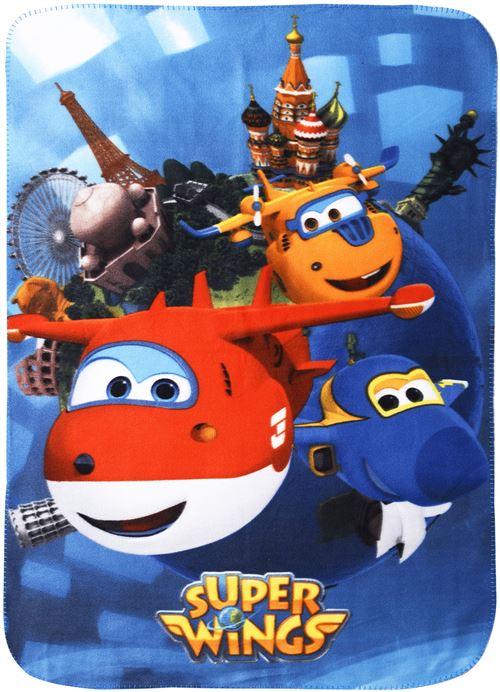Super Wings couverture polaire bleu foncé 140 x 100 cm
