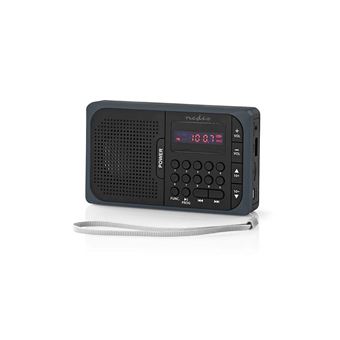 NEDIS Poste Radio FM Portable 3,6 W Port USB et Logement Carte