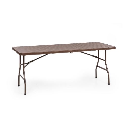 Blumfeldt Burgos Family Table de jardin pliable 6 personnes - 181 x 74 x 76 cm - polyrotin & acier marron
