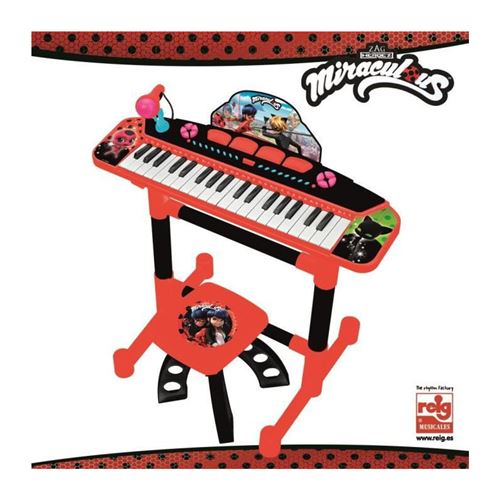 Miraculous ladybag clavier électronique - 4 effets de percussion - 8 instruments - 8 rythmes- a piles reig