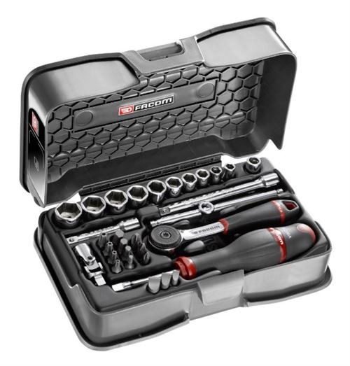 Coffret Douilles 1/4'' 6 Pans Métriques et Embouts 31 Pièces - Facom - R.161-5P6