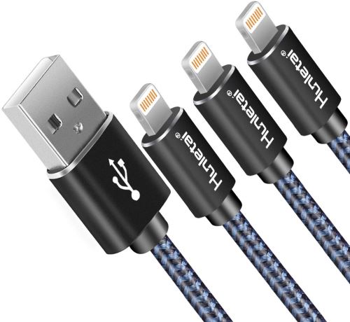 Câble lightning [2m/Lot de 3] Nylon Tressé Câble Charge Rapide- Bleu