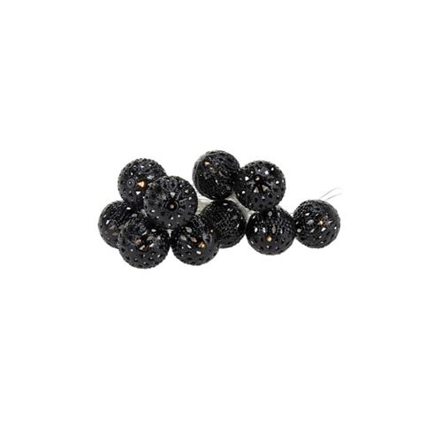 Guirlande lumineuse EDM - esprit de Noël - boules noires - 2,5m - lumière chaude - 10 ampoules LED - 71313