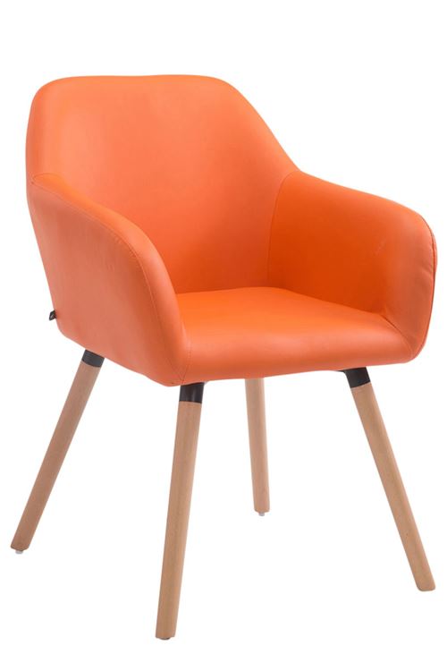 Chaise Visiteur Achat V2 similicuir , Orange/Bois de chêne Nature