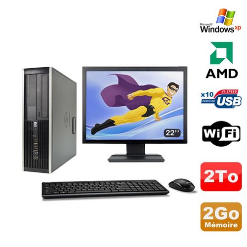 Pc hp compaq 6005 pro sff amd 3ghz 2go 2to graveur wifi windows xp 22'
