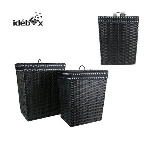 Lot de 2 paniers à linge imitation osier - L 45 x l 32 x H 55 cm - Noir