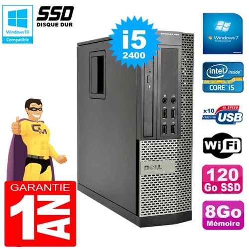 Pc dell 990 sff core i5-2400 ram 8go disque 120go ssd graveur wifi w7