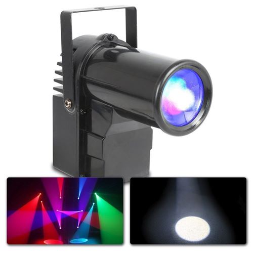 BeamZ PS10W Projecteur Spot - LED de 10W 4-en-1, mixage couleurs RGBW, Shows préprogrammés, Mode auto, Mode DMX 4 ou 7 canaux