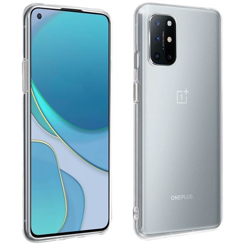 Avizar Coque pour OnePlus 8T Souple et Film Verre Trempé Dureté 9H Transparent Transparent