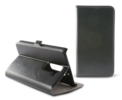 Ksix Mobile Tech - Flip cover voor mobiele telefoon - polycarbonaat, PU synthetisch leer - zwart - voor Samsung Galaxy S5