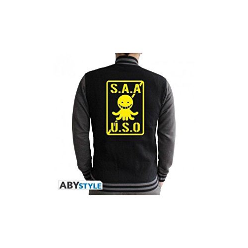 ABYstyle Abysse Corp Abyswe054 Assassinat Classroom-jacket-s.a.a.u.s.o Homme Noir/Gris Foncé, Unisex-child, DE LA sueur Noir/gris foncé, S, M, L, XL