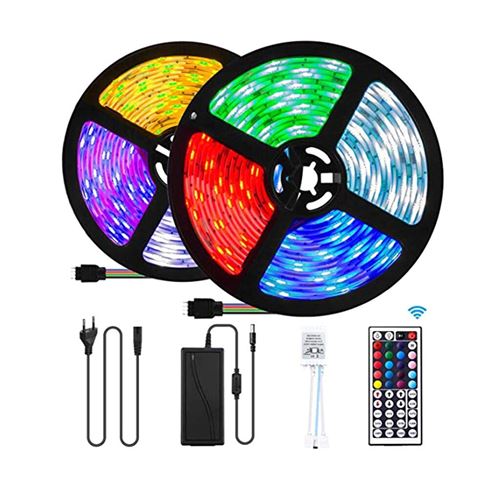 Bande lumineuse LED Souple 5050 RGB étanche IP65 DC 12V Avec télécommande ,10m