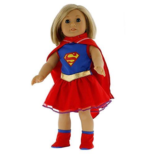 Vêtements de poupée Dolly Super Girl pour 18 tenues de super héros (comprend la robe, les chaussures et la cape)