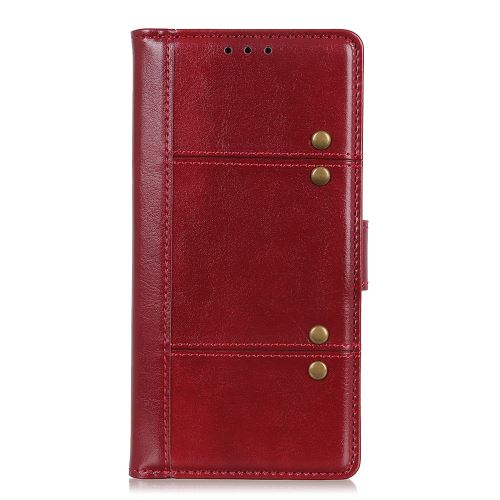 Etui en PU crazy horse magnétique avec support rouge pour votre Motorola P40 Power