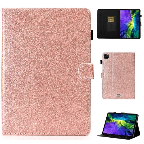 Etui en PU + TPU pailleté avec support et porte-cartes or rose pour votre Apple iPad Pro 11 pouces (2020)/(2018)