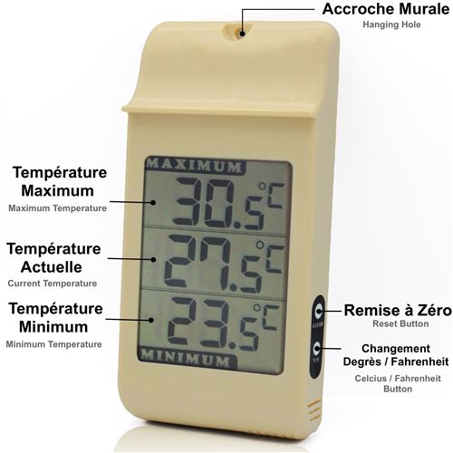 Thermomètre d'intérieur avec mémorisation des températures