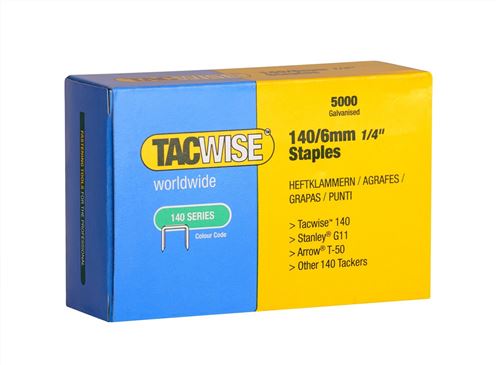 Tacwise 0340 Boîte de 5000 Agrafes galvanisées 6 mm Type 140