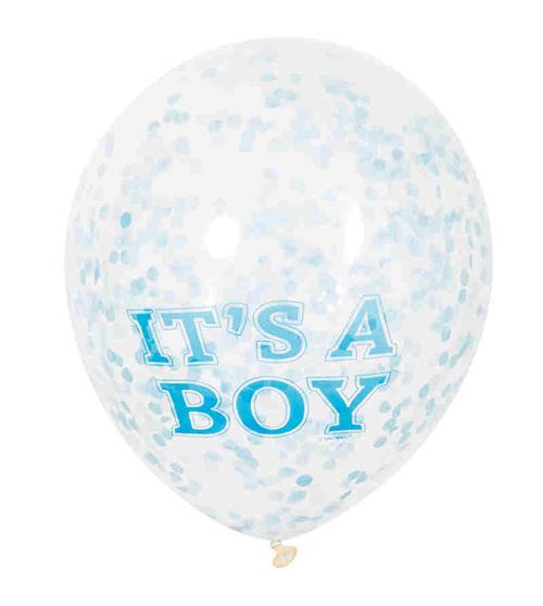 Ballon 30cm 6 pièces Babyboy avec confettis