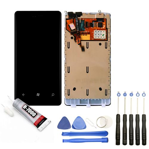 Visiodirect® Ecran complet: Vitre + LCD sur châssis compatible avec Nokia Lumia 800 NOIR+ Kit outils + Colle B7000 Offerte