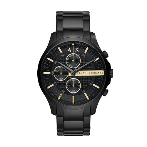 Montre Armani Exchange chronographe en acier inoxydable, noire, pour homme, AX2164