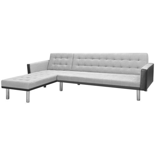 vidaXL Canapé-lit d'angle tissu 218 x 155 x 69 cm Noir et Gris