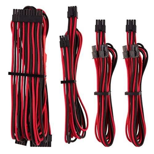 corsair corsair premium sleeved kabel-set (gen 4) - rot/schwarz noir
