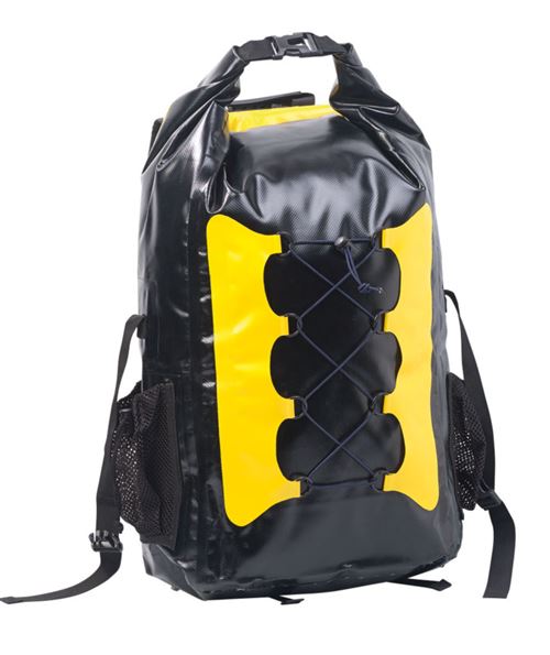 Sac à dos trekking étanche en toile de bâche 30 L - coloris jaune / noir