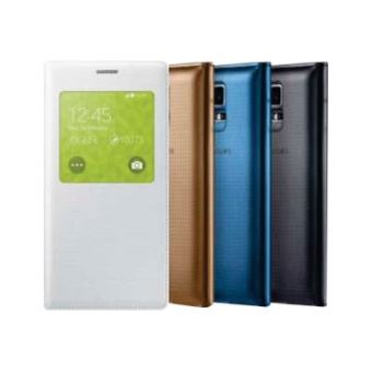 Samsung S View EF-CG800B - Étui à rabat pour téléphone portable - blanc scintillant avec motif poinçon - pour Galaxy S5 Mini, S5 Mini Duos