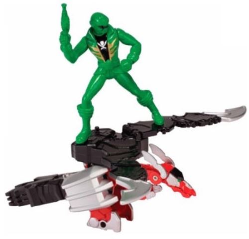 Power rangers dragon rouge tranformable avec figurine power ranger vert - robot - vehicule - voiture