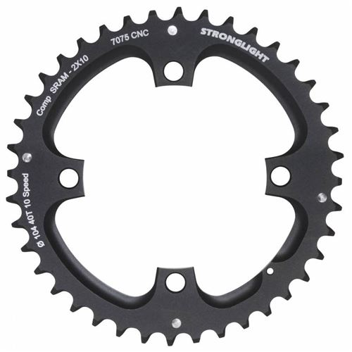 Plateau vtt 4bra double 40dts d.104 2x10 exterieur noir stronglight 10v. sram xo filete - epaisseur 5mm