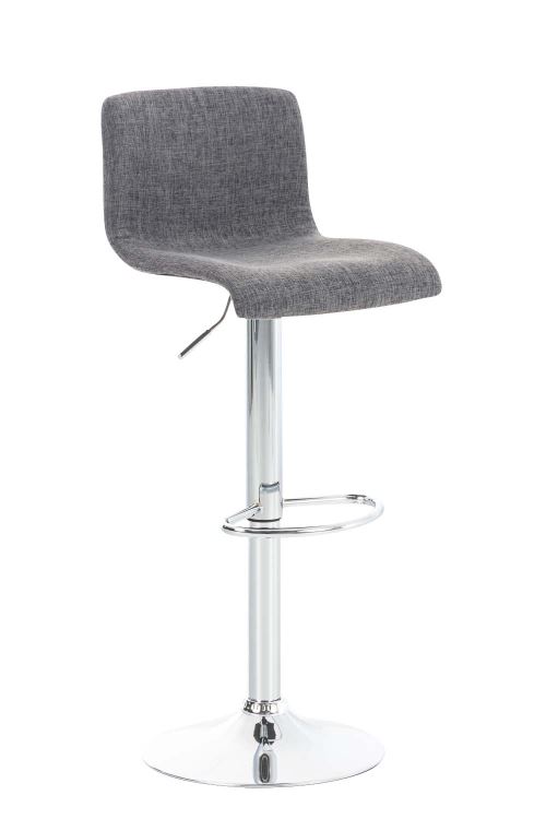 CLP Tabouret de bar Hoover Assise en Tissu Piètement Métal chromé , Gris clair