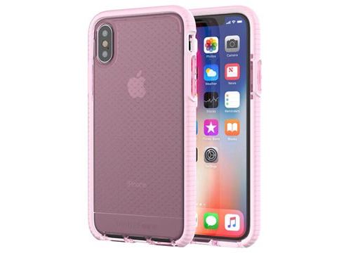 Tech21 Evo Check - Achterzijde behuizing voor mobiele telefoon - FlexShock - wit, roze tint - voor Apple iPhone X