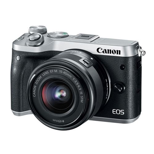 Canon EOS M6 - Appareil photo numérique - sans miroir - 24.2 MP - APS-C - 1080p / 60 pi/s - 3x zoom optique lentille EF-M 15-45 mm - Wi-Fi, NFC, Bluetooth - argent