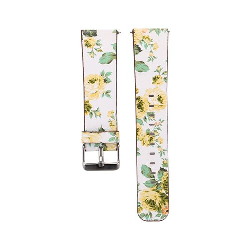 Bracelet en cuir motif de fleurs pour Fitbit Versa / Versa2 / Lite - Blanc&Or