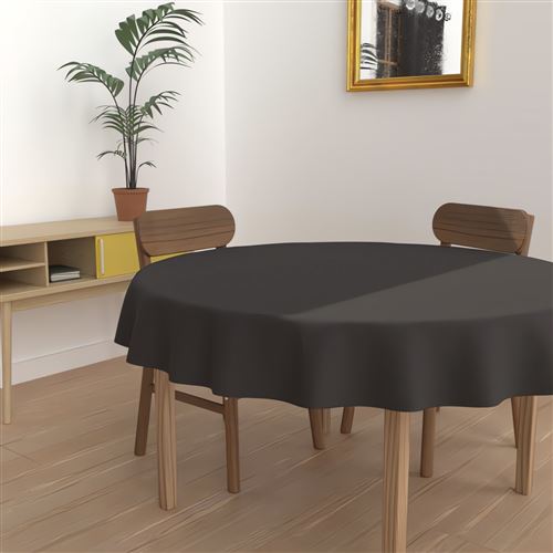 Nappe ronde unie - Diamètre 180 cm - Noir