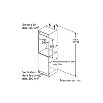 SIEMENS IQ500 Réfrigérateur intégrable avec compartiment congélation ; 102.5 x 56 cm