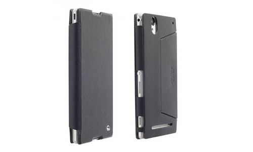 Krusell Malmö FlipCase - Beschermende bedekking voor mobiele telefoon - imitatieleer - zwart - voor Sony XPERIA T