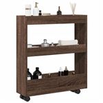vidaXL Opbergtrolley smal 3-laags bewerkt hout bruin eikenkleurig855247