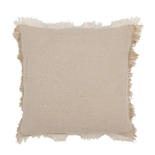 Generique Beige Coussin Déco À Franges "Mousseline" 45X45cm Foncé - Image 3