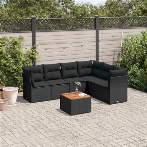 Non Communiqué Noir Vidaxl Salon De Jardin Modulable Lot De 7 Pièces Résine Tressée 6 Personnes