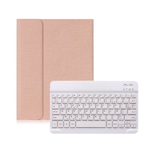 Étui HSMY en Tissu avec Clavier Français AZERTY Bluetooth pour iPad Pro 10.5 / Air3 2019 - Rose&Blanc